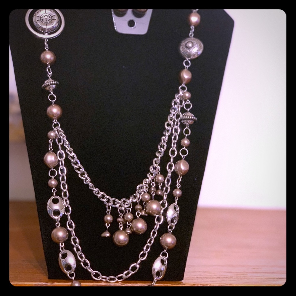 ALL THE TRIMMINGS BROWN NECKLACE